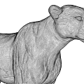 Detailed Silver Gray Cheetah Sculpture With Metallic Texture And Standing Posture