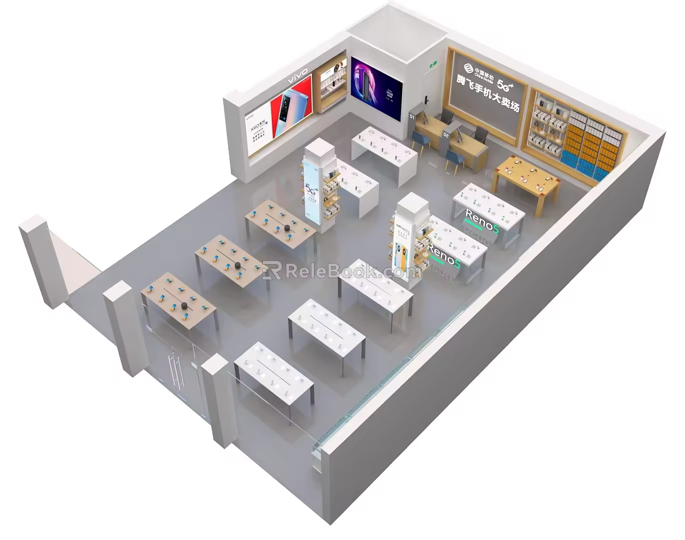 Smartphone Experience Hall Mobile Phone Table 3d model