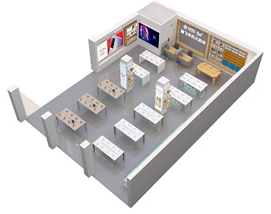 Smartphone Experience Hall Mobile Phone Table 3d model