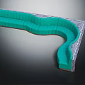 Green Curved Furniture With Modern Modular Seating Design And Stylish Interior Look