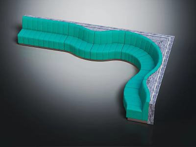 Green Curved Furniture With Modern Modular Seating Design And Stylish Interior Look 3d model