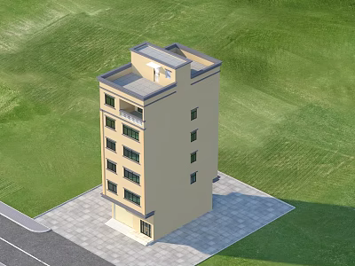 Single Family Detached Villa with Multi Story Structure Beige Exterior and Green Lawn Modern Design 3d model
