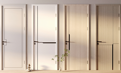 Modern swing door single door combination 3d model