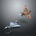 Realistic Fighter Jet Models With Camouflage Design And Gray Color Scheme