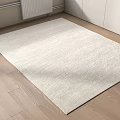 Light Colored Square Rug on Wooden Floor in Modern Interior with White Cabinets