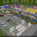 Illuminated Night Commercial Street With Outdoor Market Colorful Stalls And Dining Areas