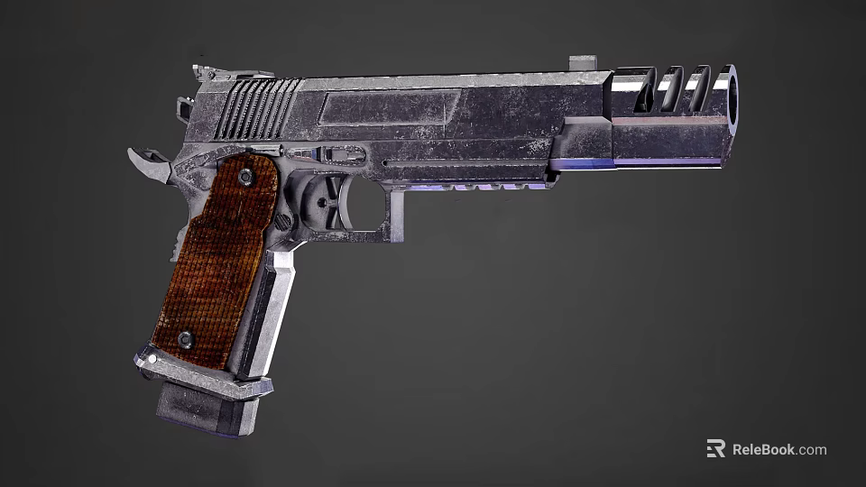 Modern Tactical Pistol With Wooden Grip Metal Body And Tactical Design Features 3d model 