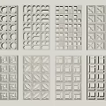 Modern Concrete Room Dividers With Various Geometric Perforated Patterns And Designs 3d model