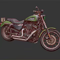 Green Cruiser Motorcycle With Black Seat Chrome Exhaust And Alloy Wheels On Dark Reflective Surface