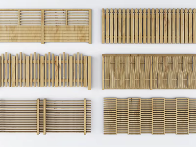 Wooden Fences With Various Designs And Classic Modern Patterns For Outdoor Use 3d model