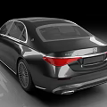 Mercedes Black Luxury Sedan with Sleek Front Grille Headlights and Smooth Body Lines