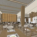 Elegant Modern Restaurant Interior With Marble Counter Seating Area And Open Design 3d model