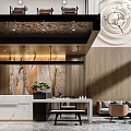 Elegant Modern Hotel Lobby Interior Design With Marble Reception Desk Wooden Walls And Decorative Lighting