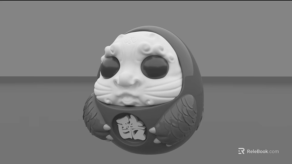 Traditional Cultural Figurine With White Face Black Eyes And Wing Like Decorations Design 3d model 