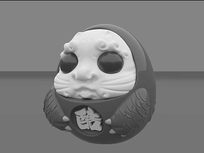 Traditional Cultural Figurine With White Face Black Eyes And Wing Like Decorations Design 3d model