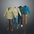 Men's Fashionable Clothing Collection With Sweaters Shirts Jackets Pants And Shoes