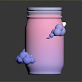 Pastel Pink Gradient Jar With White Lid And Cloud Shaped Decorations