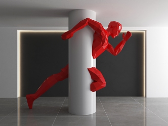 Modern Sculpture Pillar Installation Art Pillar Running Man Sculpture Pillar Interior Decoration Pillar 3d model