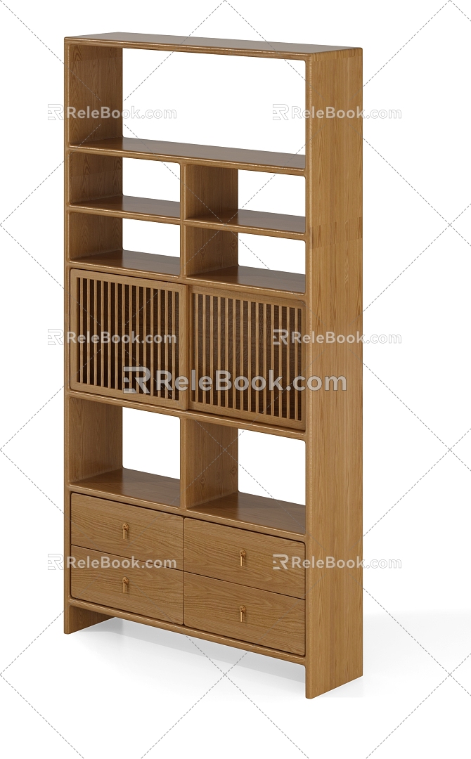 Old-age bookshelf antique shelf 3d model