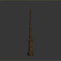 Three Ancient Wooden Weapons With Decorative Handles And Long Shafts