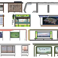 Various Station Platform Designs With Billboards Information Displays And Waiting Areas