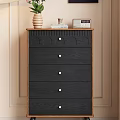 Wooden Chest of Drawers Featuring Dark Blue Drawers Golden Handles And Top Vase Books Clock