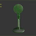 Vintage Retro Microphone With Circular Mesh Head And Metal Stand Electronic Device