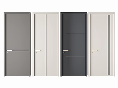 Modern Hinged Doors in Various Colors with Minimalist Design and Metal Handles 3d model