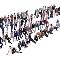 Diverse Group of People in Different Poses Standing Together on White Background