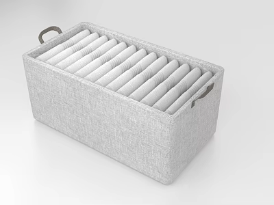 Practical Gray Fabric Storage Basket With Handles And Divided Compartments For Organizing Home Items 3d model