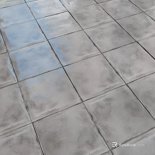 Gray Square Textured Tile Floor With Neatly Arranged Pattern Design 3d model 
