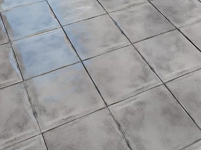 Gray Square Textured Tile Floor With Neatly Arranged Pattern Design 3d model