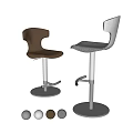 Modern Adjustable Bar Stools With Brown And Gray Leather Seats And Metal Frames