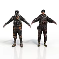 Two Human Characters In Tactical Military Gear Standing With Arms Outstretched