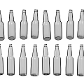 Sixteen Uniform Ceramic Bottles With Slender Necks Arranged In Two Rows 3d model