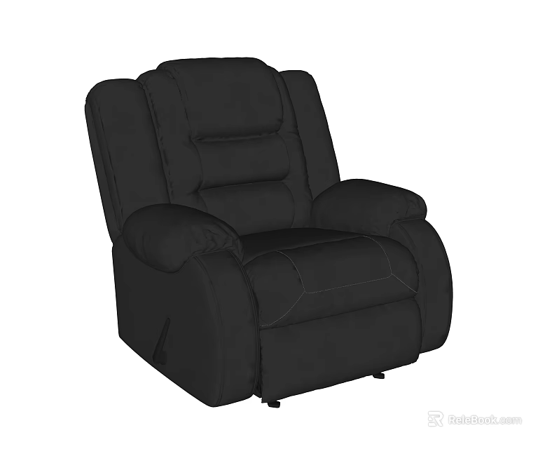 Black Leather Single Sofa Modern Style Comfortable Design Living Room Furniture 3d model 