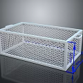 White Mesh Storage Bin For Home Organizing With Handles And Dimension Markings Practical Household Organizer