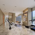 Modern Fitness Gym Interior With Treadmills Exercise Equipment Large Windows And Herringbone Flooring