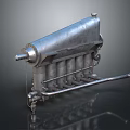 Engine Exhaust Manifold Silver Metal Structure with Multiple Pipes and Industrial Design