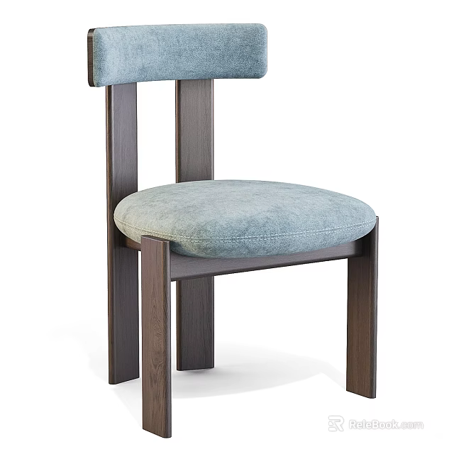 Light Blue Fabric Single Chair With Wooden Frame And Comfortable Seat 3d model