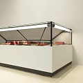 White Retail Display Showcase with Glass Cover LED Lighting and Red Items Inside