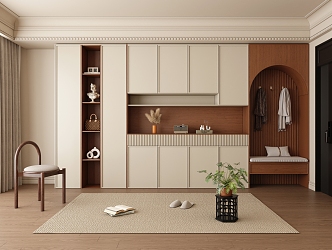 Modern Middle Ancient Clothes and Shoes Cabinet Entrance Cabinet Entrance Cabinet 3d model