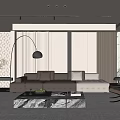 Modern Living Room Interior With Large Sofa Marble Coffee Table And Floor Lamp