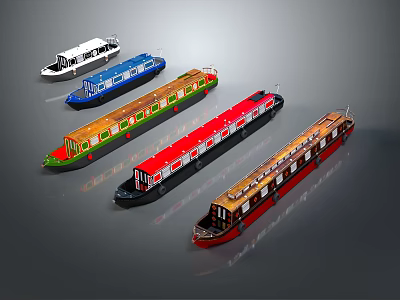 Colorful Diverse Ship Designs In 3D Rendering 3d model
