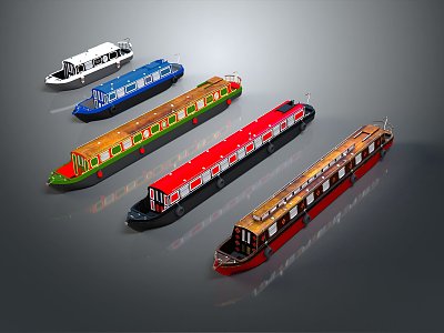 modern cargo ship canal ship large cargo ship small cargo ship 3d model