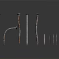 Assorted Metal Nails In Various Shapes Sizes And Rusted Details