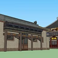 Ancient Chinese Architecture Traditional Wooden Structure with Carved Windows and Curved Roof Design