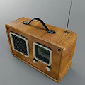 Vintage Wooden Radio Speaker with Handle Speaker Grilles Dial and Antenna