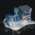 OPPO Watch Pro Exhibition Booth With Blue Lighting And Iceberg Decorations