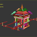 Intricate Plant Carvings Adorn Red And Gold Traditional Chinese Sedan Chair
